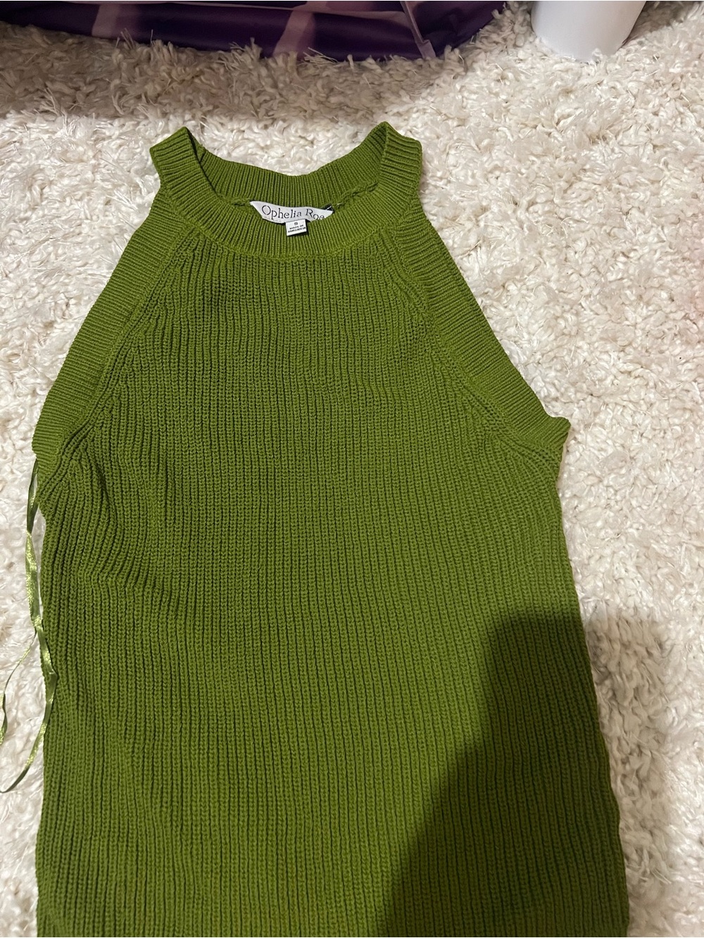 Ophelia Rose Olive Green Ribbed Halter Tank